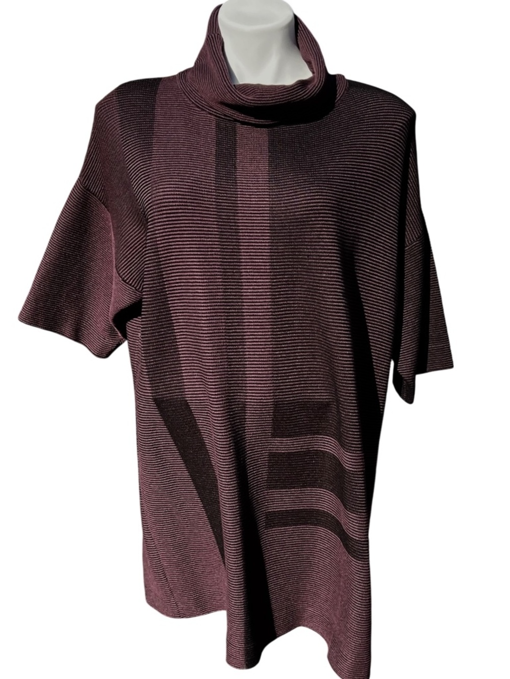 Ming Wang Dark Purple Colorblock Cowl Neck Knit Dress Size S/M